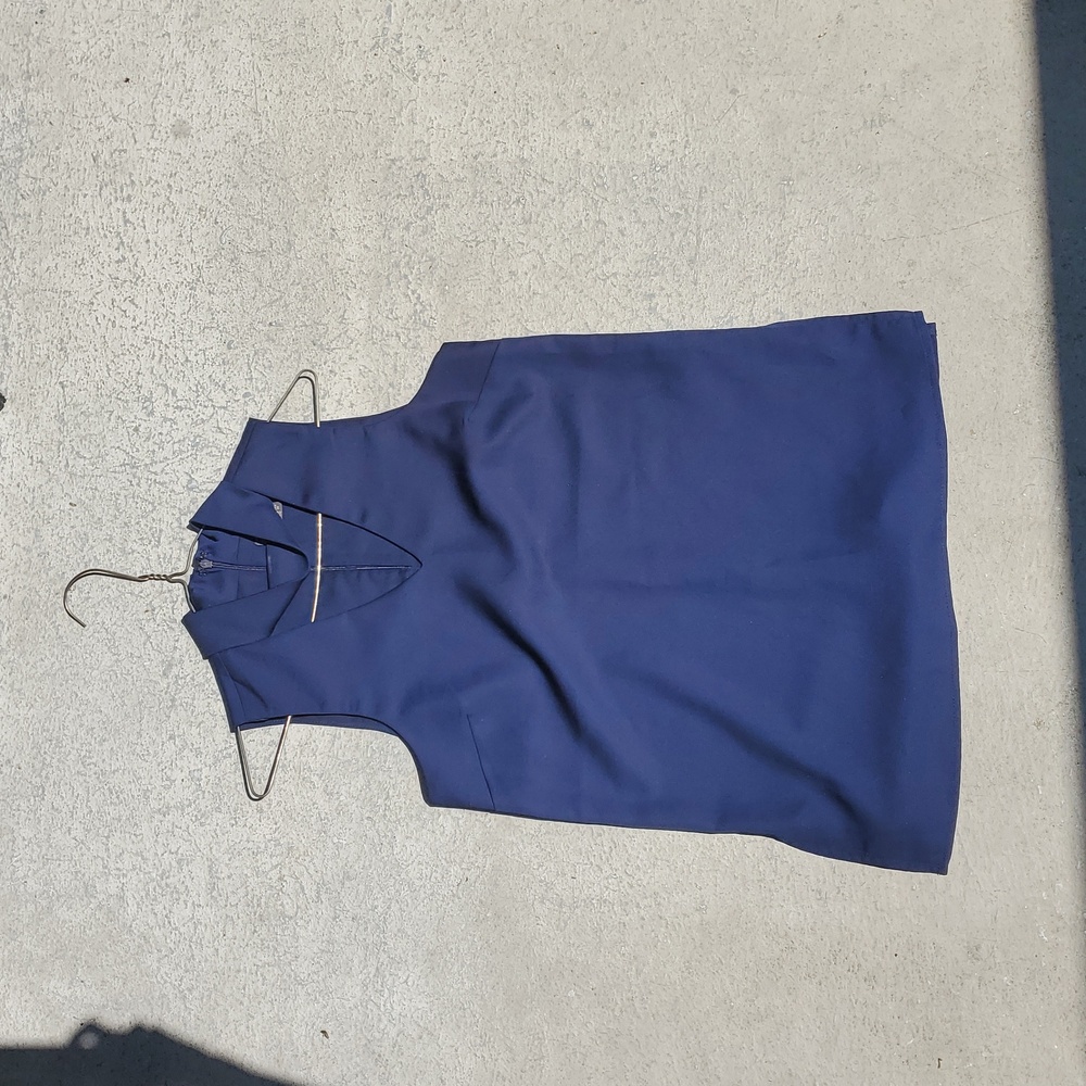 Navy blue mock chocker blouse